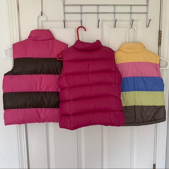 Lot of 3 Girl’s 4 Puffer Vests Children’s Place & Lands’ End Pinks / Brown EXC - Picture 2 of 15